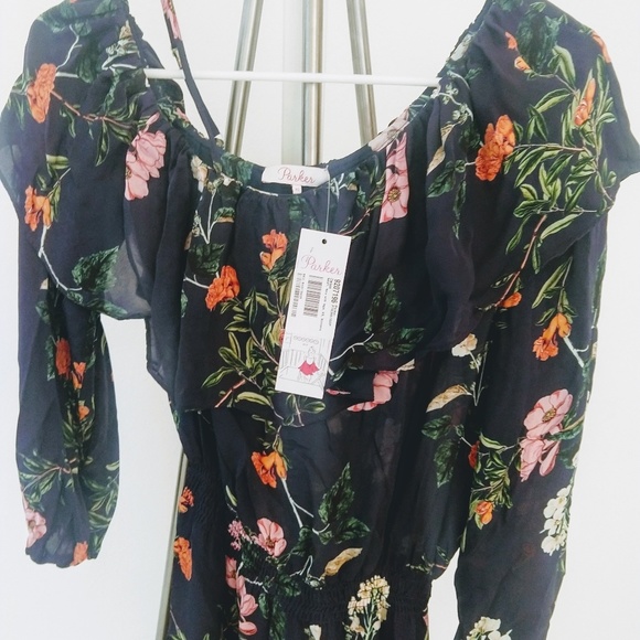 PARKER Clarisse floral ruffle one shoulder dress - Picture 3 of 5